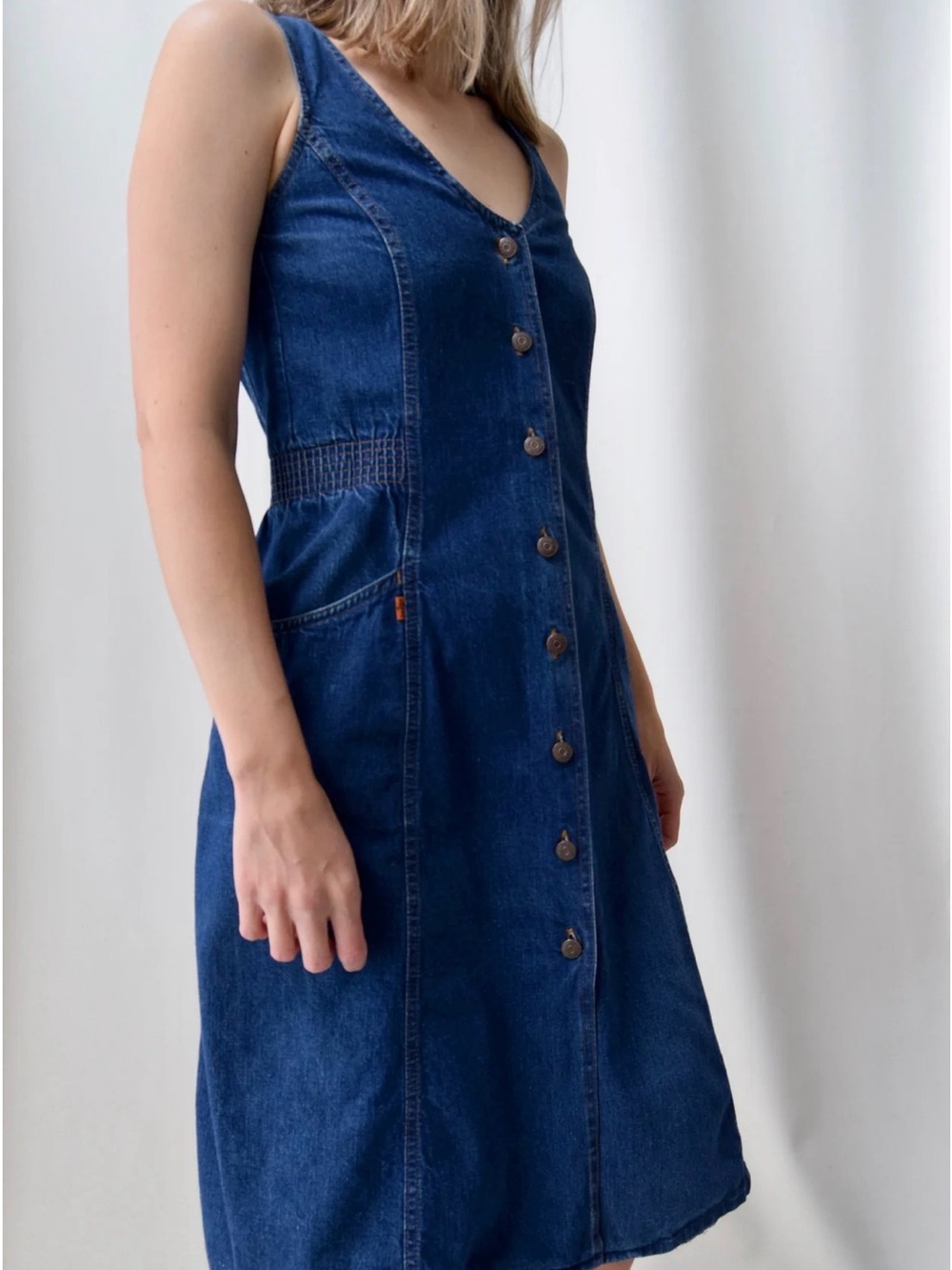 1970s Levi's Denim Tank Dress Button-Front - Picture 16 of 16